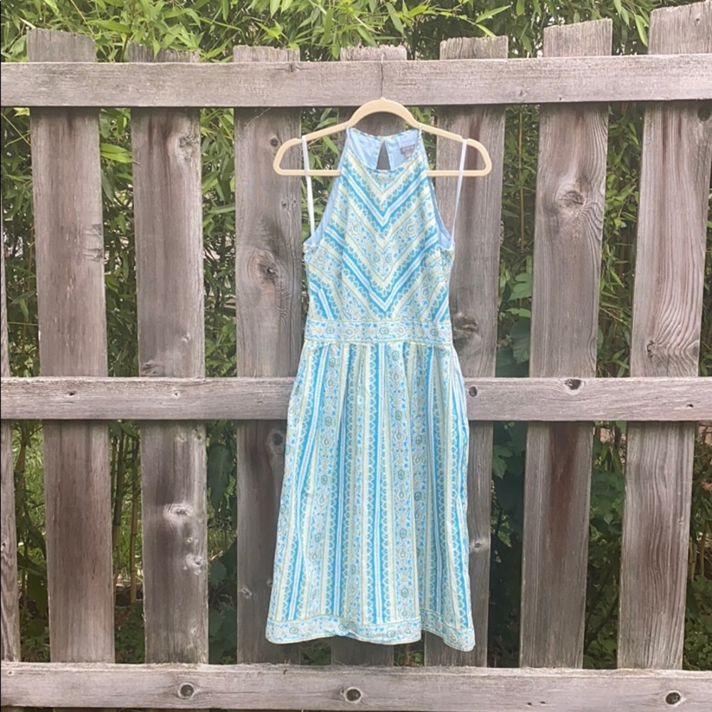 Ann Taylor blue/green Paisley Stripe print Sz 4